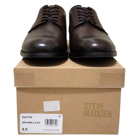 Steve Madden Men Daxtin Plain Toe Derby Oxfords Size US 9.5M Brown Leather - Picture 4 of 4